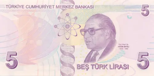 Turkish 5 Lira Banknote Front Issued 2013 Accepted For Exchange