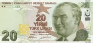 Turkish 20 Lira Banknote Front Issued 2009 Accepted For Exchange