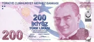 Turkish 200 Lira Banknote Front Issued 2009 Accepted For Exchange