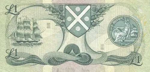 Scottish 1 Pound Bank of Scotland Banknote Front Issued 1970 Accepted For Exchange