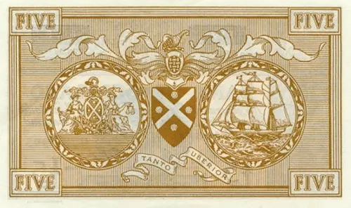 Scottish 5 Pound Bank of Scotland Banknote Front Issued 1967 Accepted For Exchange