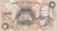 Scottish 10 Pound Bank of Scotland Banknote Front Issued 1990 Accepted for Exchange