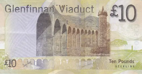 Scottish 10 Pound Bank of Scotland Banknote Front Issued 2007 Accepted For Exchange