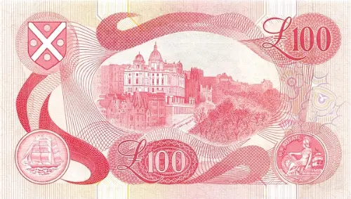 Scottish 100 Pound Bank of Scotland Banknote Front Issued 1970 Accepted For Exchange