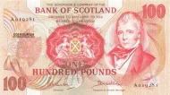 Scottish 100 Pound Bank of Scotland Banknote Front Issued 1970 Accepted For Exchange