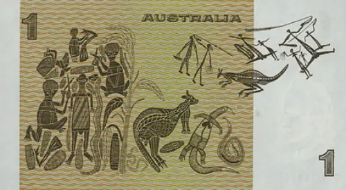 Australian 1 dollar banknote obverse accepted for exchange