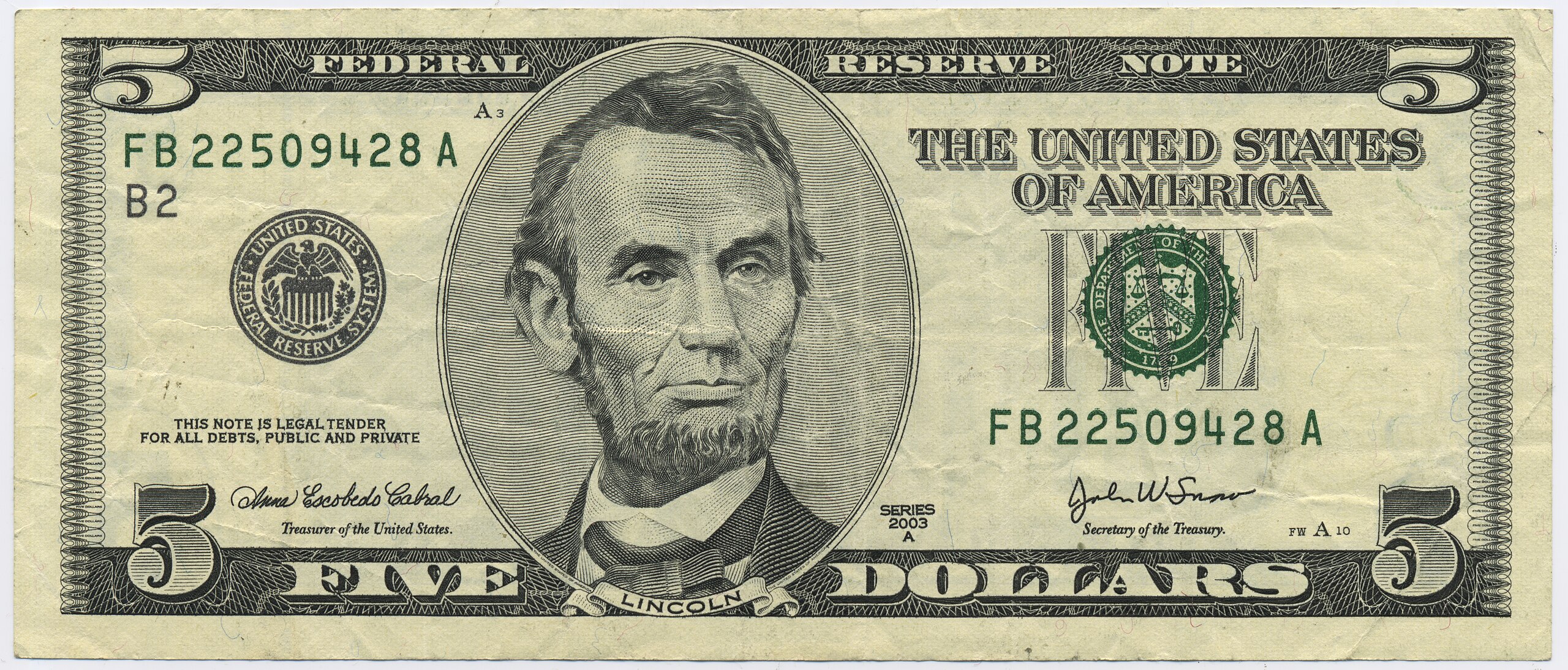 US $5 Dollar Banknote (Abraham Lincoln) Issued 2006 | We Buy All Currency