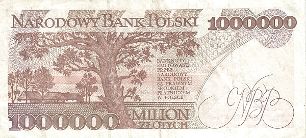 1.000.000 Złotych POL Banknote (PRL Period (People’s Republic of Poland)) 1993 (reverse)