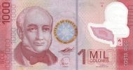 1,000 Costa Rican Colones polymer banknote (Braulio Carrillo Colina, 2009)