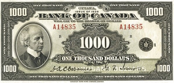 1.000 Dollars CAN Banknote (1935 Issue) 1935