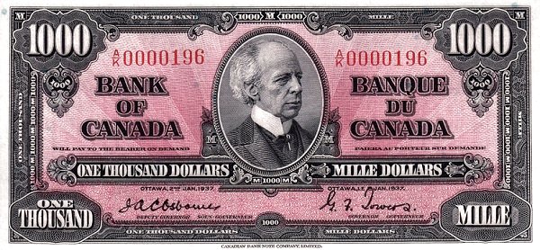 1.000 Dollars CAN Banknote (1937 Issue) 1937