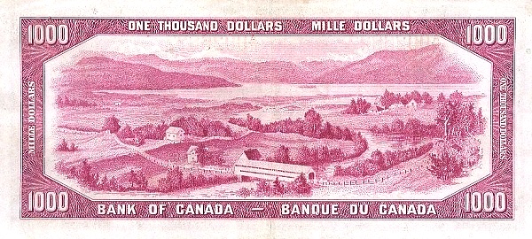 1.000 Dollars CAN Banknote (1954 Devils Face Issue) 1954 (reverse)