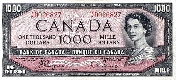 1.000 Dollars CAN Banknote (1954 Devils Face Issue) 1954