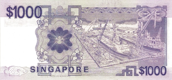 1.000 Dollars SGP Banknote (1984-1999 Ship Series) 1986 (reverse)