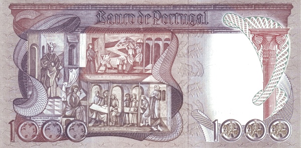 1.000 Escudos POR Banknote (Mid-20th Century Escudo Notes) 1965 (reverse)