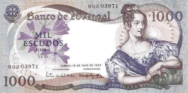 1.000 Escudos POR Banknote (Mid-20th Century Escudo Notes) 1967