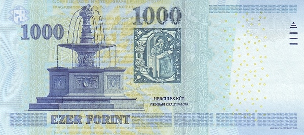 1.000 Forint HUN Banknote (Post-WWII Inflation / Stabilization) 2009-2015 (reverse)