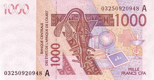 1.000 Francs CFA XOF Banknote (Advanced Security / Modern Printing) 2003-2025