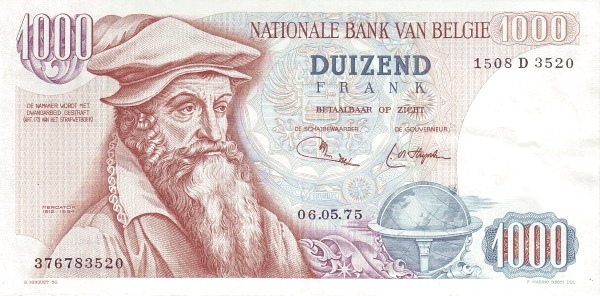 1.000 Francs / Frank BEF Banknote (Interwar Period Issue) 1961-1976