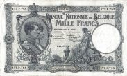 1.000 Francs / Frank BEF Banknote (World War I Issue) 1922-1927