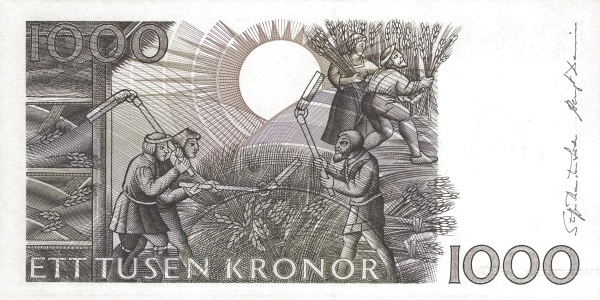 1.000 Kronor SWE Banknote (Sveriges Riksbank Issue) 1989-1992 (reverse)