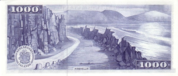 1.000 Krónur ISL Banknote (Sedlabanki Islands Modern Issue) 1961 (reverse)