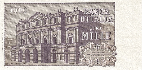 1.000 Lire ITA Banknote (Modern Lira Banknotes) 1969-1981 (reverse)