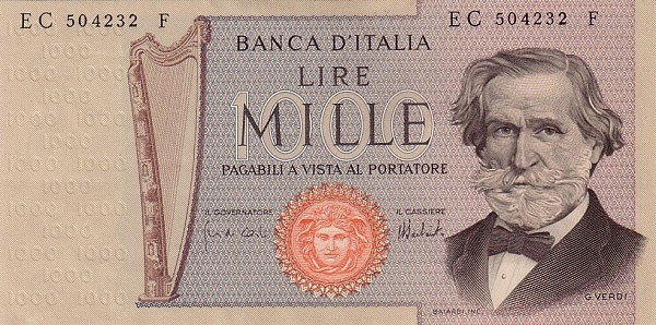 1.000 Lire ITA Banknote (Modern Lira Banknotes) 1969-1981