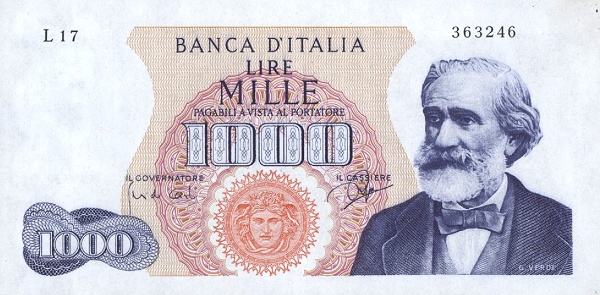 1.000 Lire ITA Banknote (Pre-WWII Banknotes) 1962-1968