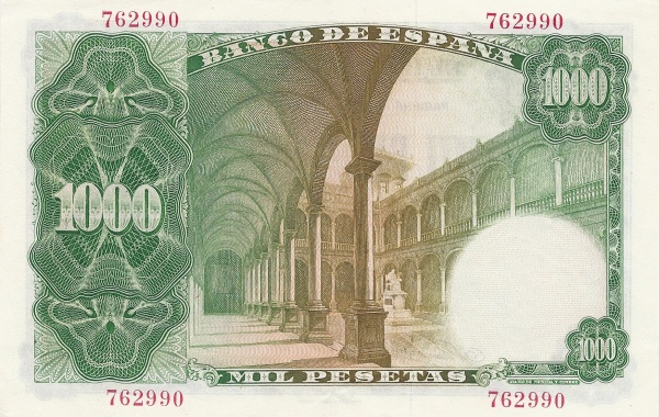 1.000 Pesetas ESP Banknote (Banco de España (Madrid Issue)) 1946 (reverse)
