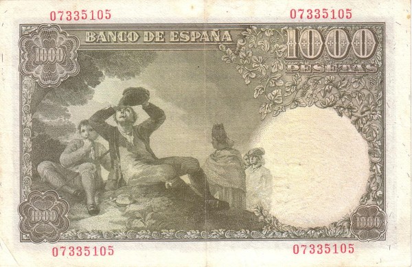 1.000 Pesetas ESP Banknote (Banco de España (Madrid Issue)) 1949 (reverse)