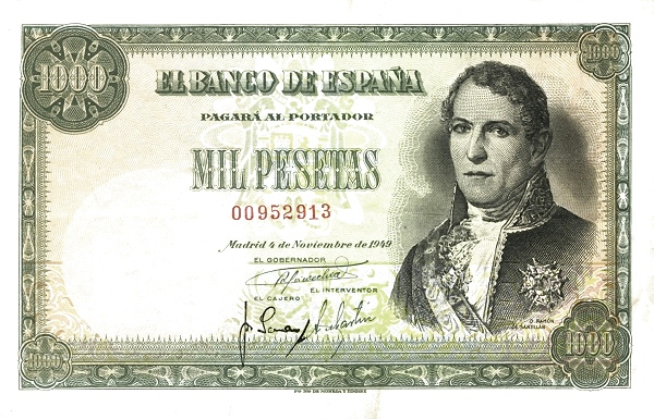 1.000 Pesetas ESP Banknote (Banco de España (Madrid Issue)) 1949