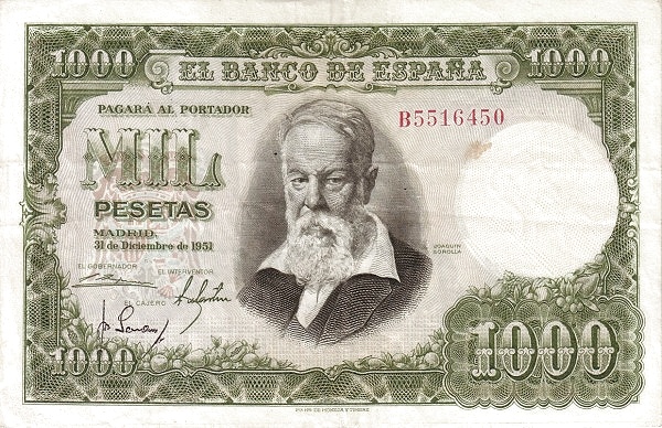 1.000 Pesetas ESP Banknote (Banco de España (Madrid Issue)) 1951