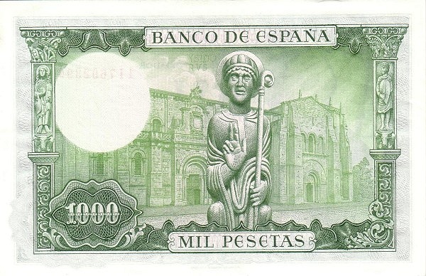 1.000 Pesetas ESP Banknote (Banco de España (Madrid Issue)) 1965 (reverse)