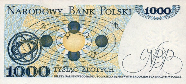 1.000 Złotych POL Banknote (Early Communist Era Notes) 1975-1982 (reverse)