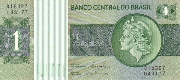 1 Brazilian Cruzeiro Banknote (Liberty)