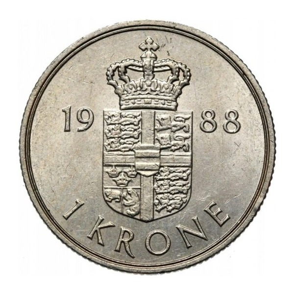 1 Danish Krone coin (reverse)