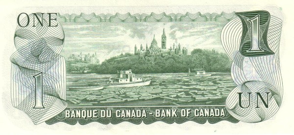 1 Dollar CAN Banknote (1969-1975 Issue) 1973 (reverse)