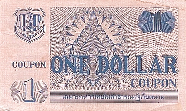 1 Dollar THB Banknote (1970 October Issue) 1970 (reverse)