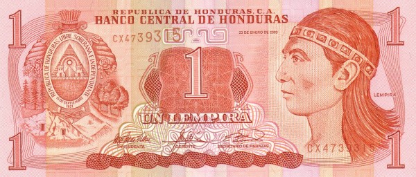 1 Honduran Lempira Banknote (Maya Ruins Of Copan)