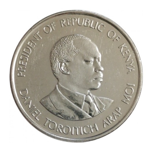 1 Kenyan Shillings coin (giraffe) (reverse)