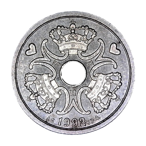 1 Krone coin (Crowns and Monogram, Centre Hole)