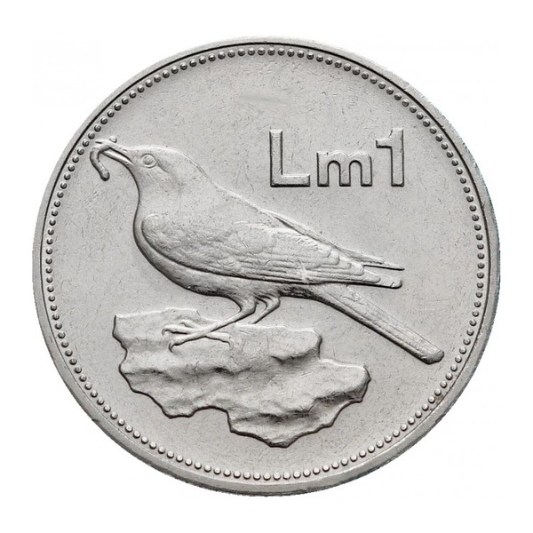 1 Maltese Lira coin (reverse)