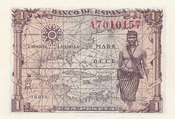 1 Peseta ESP Banknote (Banco de España (Madrid Issue)) 1945 (reverse)