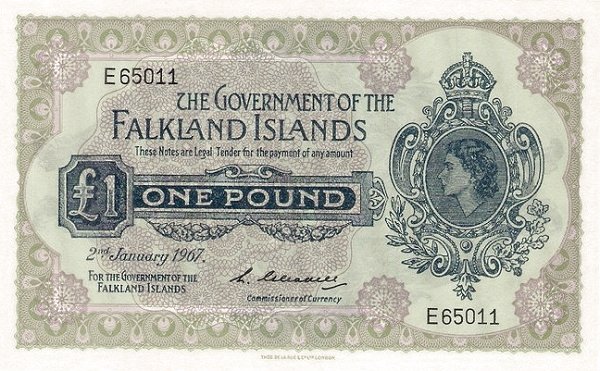 1 Pound FLK Banknote (1960–1975 'Elizabeth II' Issue) 1967-1982