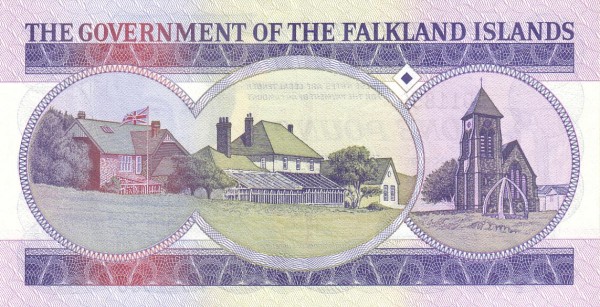 1 Pound FLK Banknote (1984–1990 Issue) 1984 (reverse)