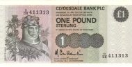 1 Pound Sterling GBR Banknote (Clydesdale Bank Issue) 1982-1988