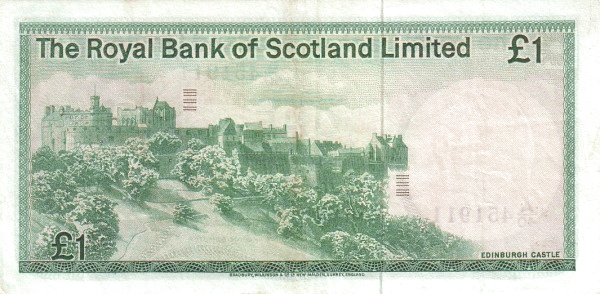 1 Pound Sterling GBR Banknote (Royal Bank of Scotland Issue) 1972 (reverse)