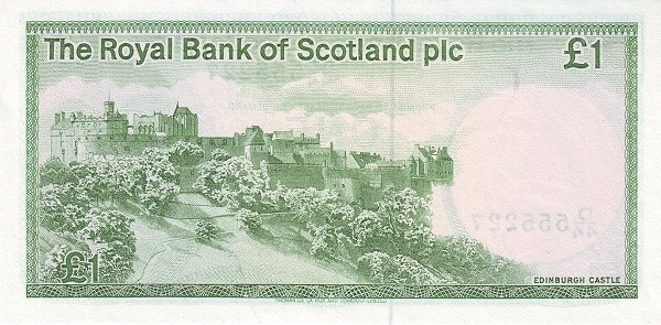 1 Pound Sterling GBR Banknote (Royal Bank of Scotland Issue) 1986 (reverse)