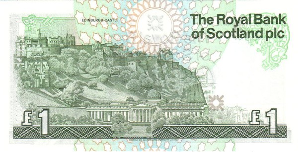 1 Pound Sterling GBR Banknote (Royal Bank of Scotland Issue) 1987 (reverse)